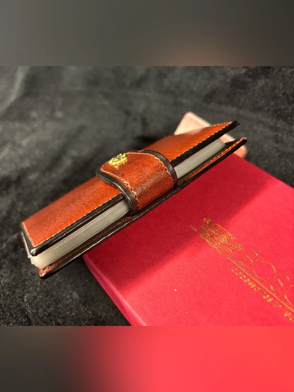 Bosca Old Leather Moda di Roma ID Wallet Brown Hand Stained Leather USA Made